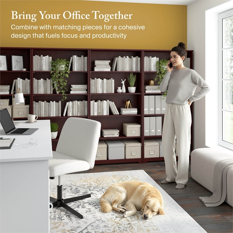 Cabot Tall 5 Shelf Bookcase in Harvest Cherry - Engineered Wood