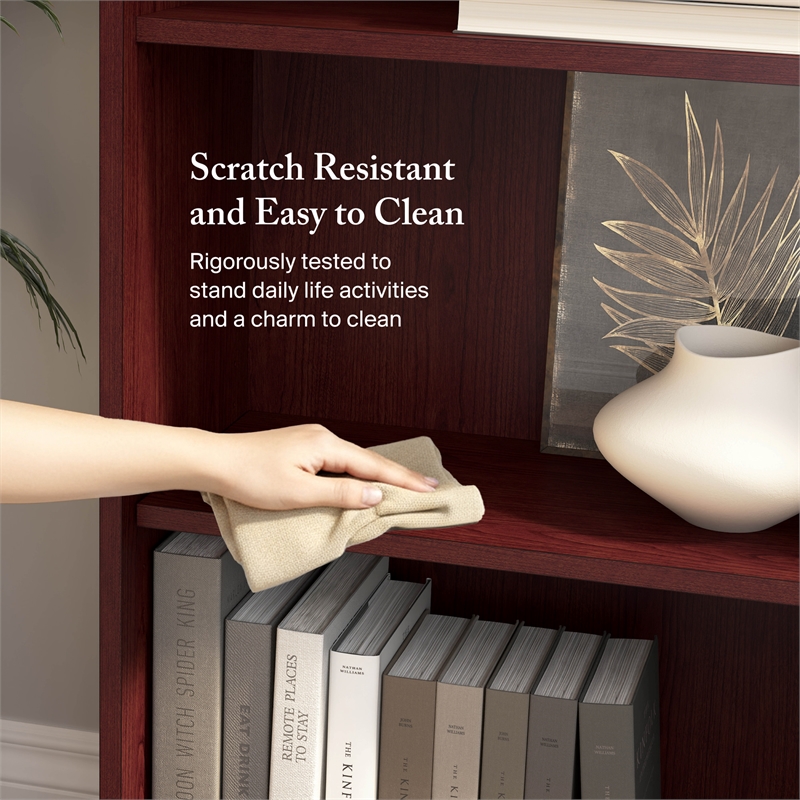 Cabot Tall 5 Shelf Bookcase in Harvest Cherry - Engineered Wood