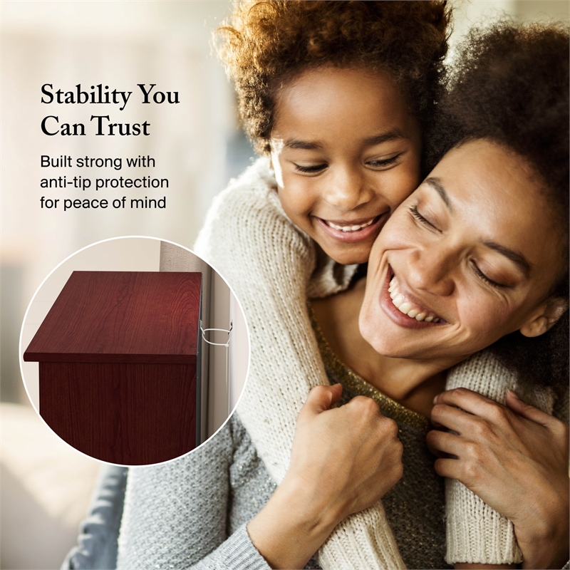 Cabot Tall 5 Shelf Bookcase in Harvest Cherry - Engineered Wood