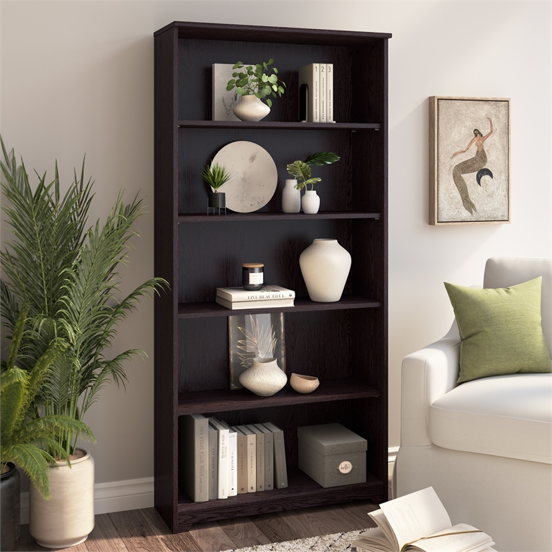 Cabot Tall 5 Shelf Bookcase in Espresso Oak - Engineered Wood