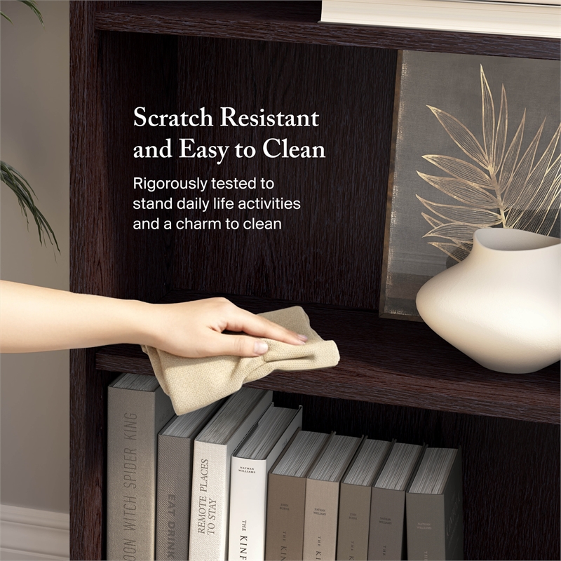Cabot Tall 5 Shelf Bookcase in Espresso Oak - Engineered Wood