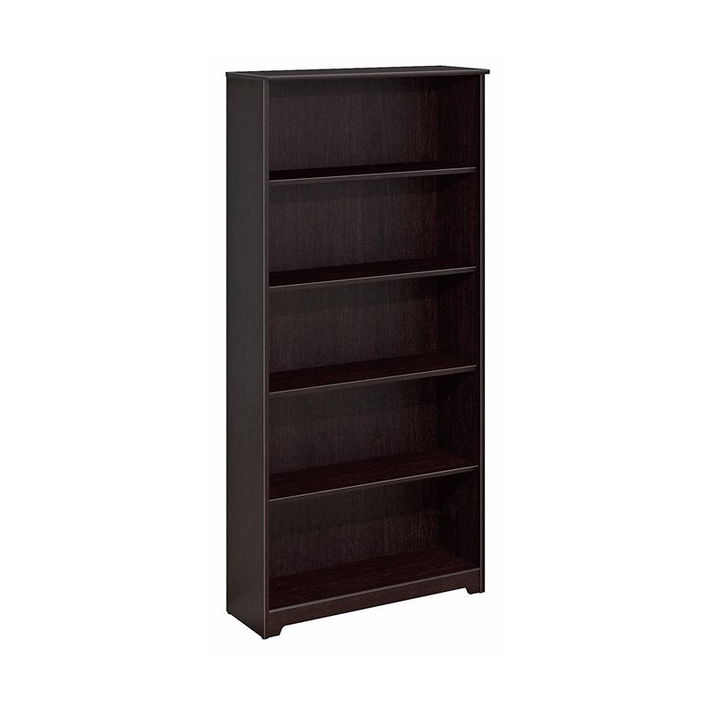 Bush Furniture Cabot 5 Shelf Bookcase In Espresso Oak Wc31866 03 Bush Furniture Cabot 5 Shelf Bookcase In Espresso Oak