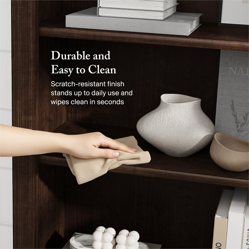 Somerset Tall 5 Shelf Bookcase in Mocha Cherry - Engineered Wood