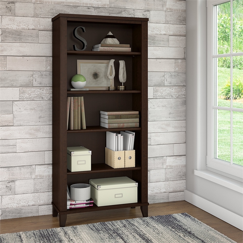 Bush Furniture Somerset 5 Shelf Bookcase in Mocha Cherry WC81865