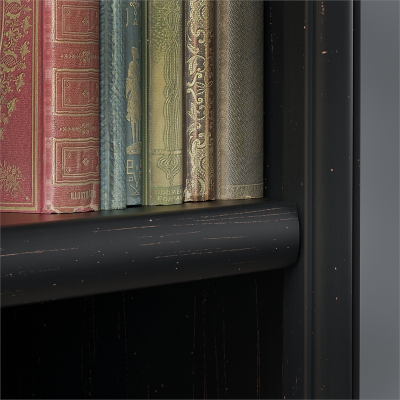 Birmingham 5 Shelf Bookcase in Antique Black Engineered Wood WL2696503