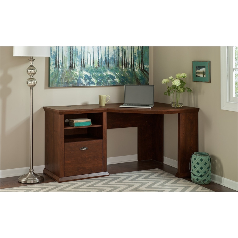 Bush Furniture Yorktown Corner Desk In Antique Cherry Bush Furniture Yorktown Corner Desk In