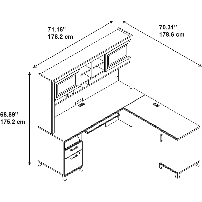 Bush Furniture Achieve L Shaped Desk with Hutch in Sweet Cherry - ACH001SC