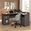 Cabot 60W L Shaped Computer Desk with Storage in Heather Gray - Engineered Wood