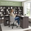 Cabot 60W L Shaped Computer Desk with Storage in Heather Gray - Engineered Wood