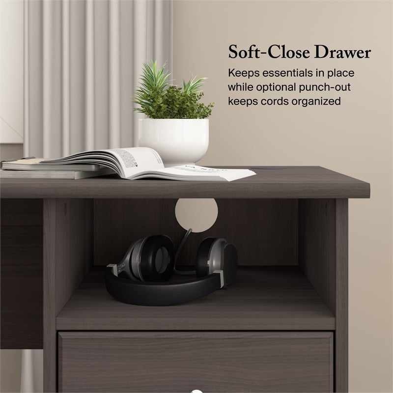 Cabot 60W L Shaped Computer Desk with Storage in Heather Gray - Engineered Wood