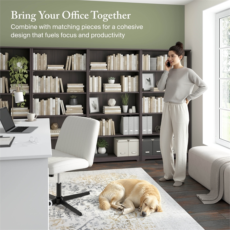 Cabot Tall 5 Shelf Bookcase in Heather Gray - Engineered Wood