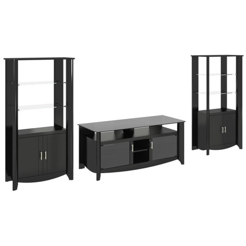 Bush Aero 3 Piece Entertainment Center in Classic Black AER012BK