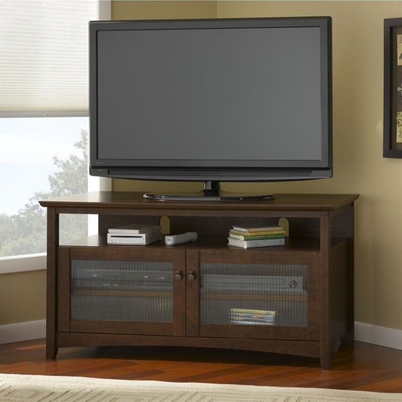 Bush Buena Vista TV Stand with Tall Storage Cabinet in Madison Cherry ...