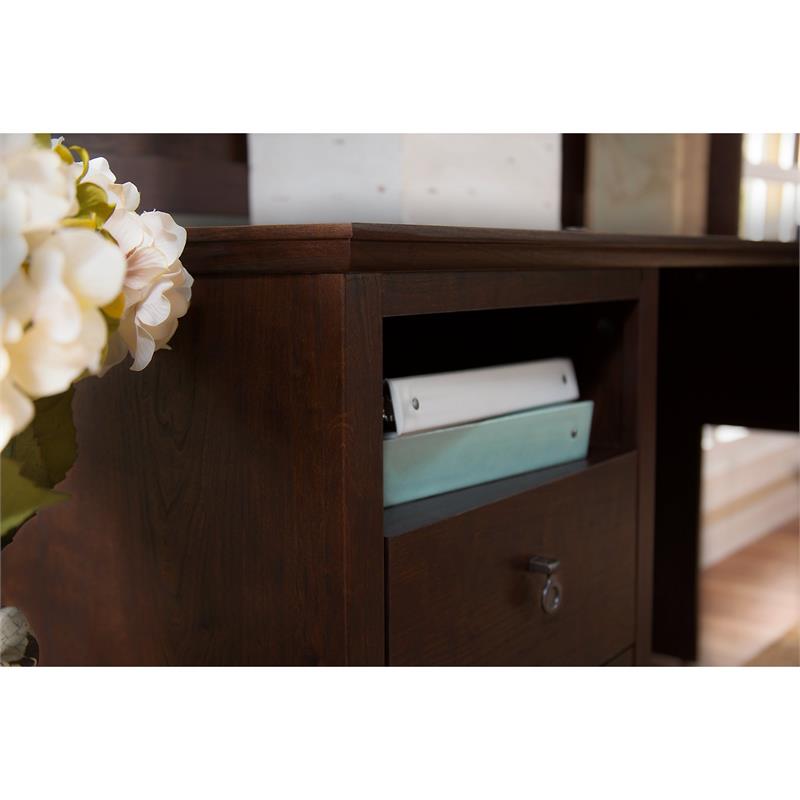Bush Furniture Buena Vista L Shaped Desk With Hutch In Madison Cherry
