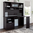 Cabot Corner Desk with File with Hutch in Espresso Oak - Engineered Wood
