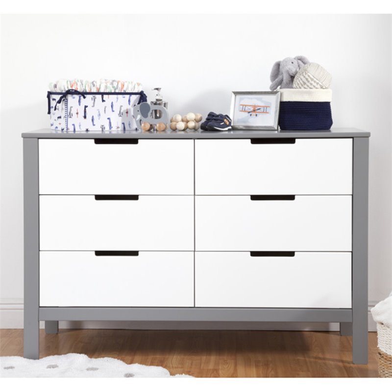 Carter S By Davinci Colby 6 Drawer Dresser In Gray And White
