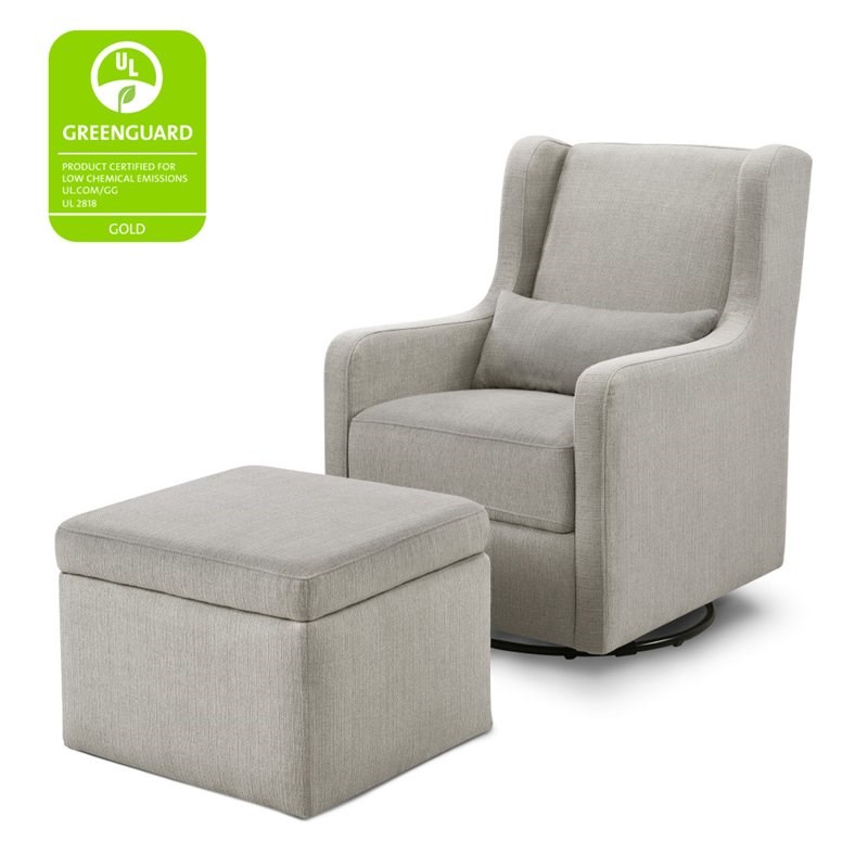 Carter s By DaVinci Adrian Swivel Glider with Storage Ottoman in Gray Linen Cymax Business