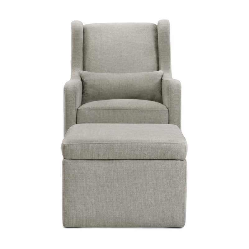 Carter's By DaVinci Adrian Swivel Glider with Storage Ottoman in Gray Linen