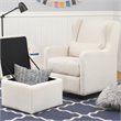 Carter's By DaVinci Adrian Swivel Glider with Storage Ottoman in Cream Linen