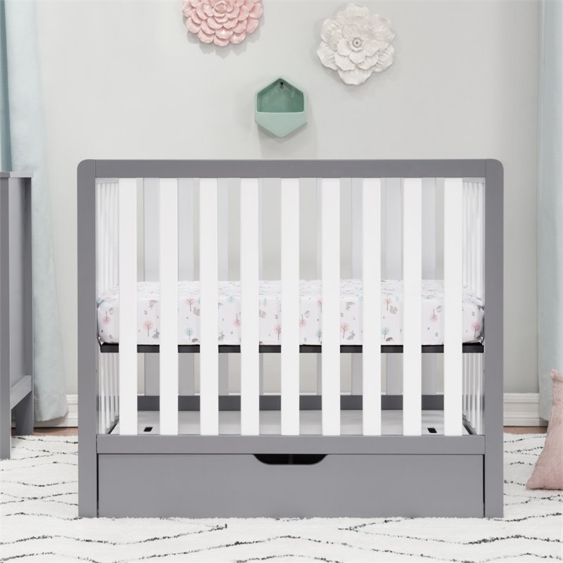 Carter's Colby 4-in-1 Convertible Mini Crib with Trundle in Gray and White