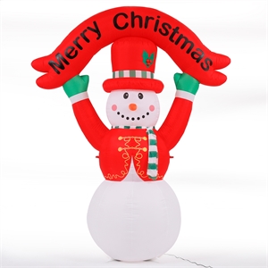 luxenhome lighted 8ft snowman and christmas banner inflatable
