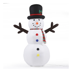 luxenhome white polyester 8ft snowman inflatable with disco led lights