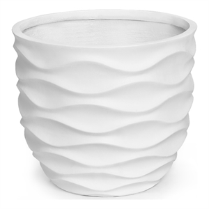 luxenhome 11.6-inch h white mgo waves design round planter