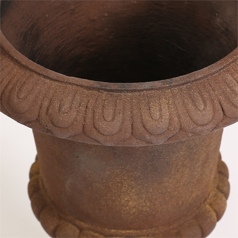 LuxenHome Rustic Brown Urn Planter | Cymax Business