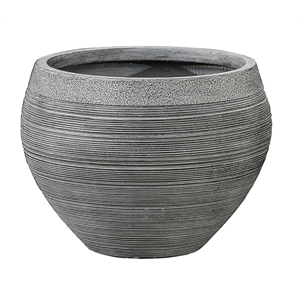 luxenhome gray pottery-style 11.75-inch round mgo planter