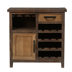 luxenhome rustic wood 1-drawer 1-door wine and storage cabinet