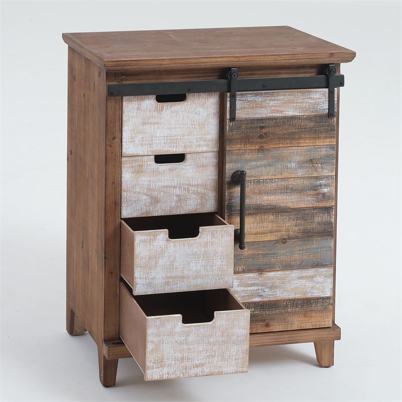 Luxen Home Rustic Chic Sliding Door Wood Cabinet Whif357