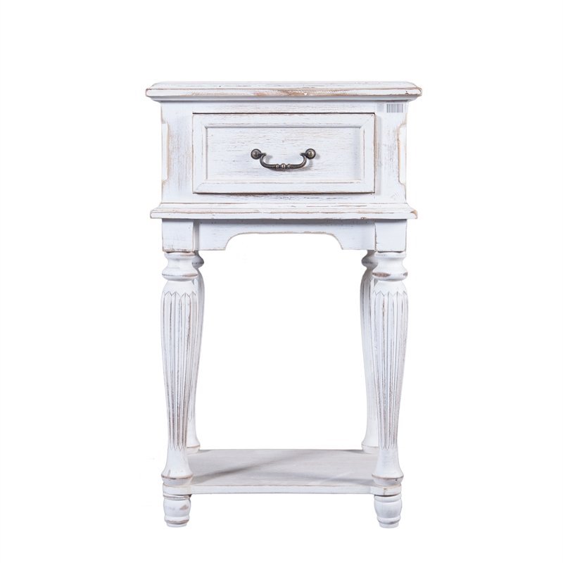 Details About Luxen Home Small White Wood End Table