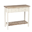 LuxenHome Distressed White and Wood 2-Drawer 1-Shelf Console and Entry Table