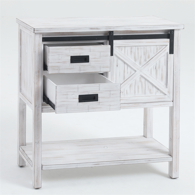 Luxen Home White Wood Sliding Door Console Table Whif373 White Wood Sliding Door Console Table
