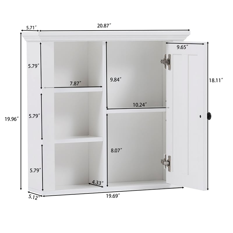 LuxenHome White Wood Storage Cabinet