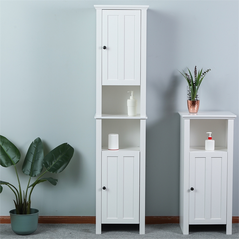 Luxen Home White Wood Tall Bathroom Cabinet - WHIF387