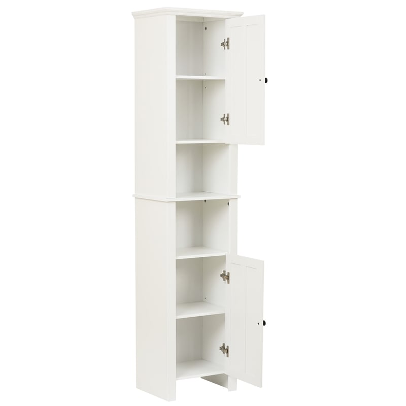 Luxen Home White Wood Tall Bathroom Cabinet