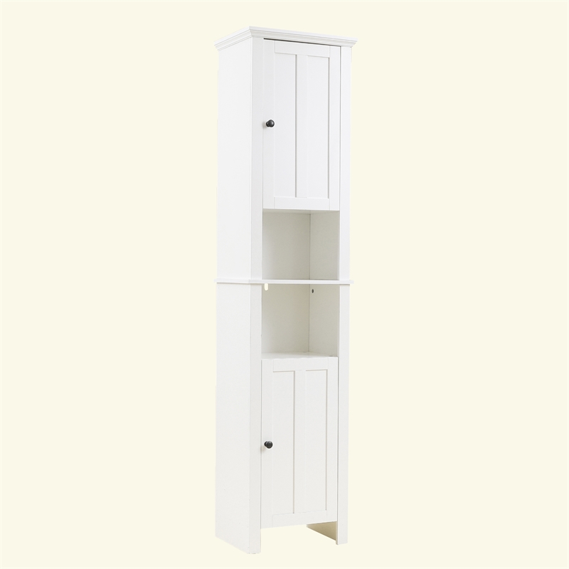 Luxen Home White Wood Tall Bathroom WHIF387