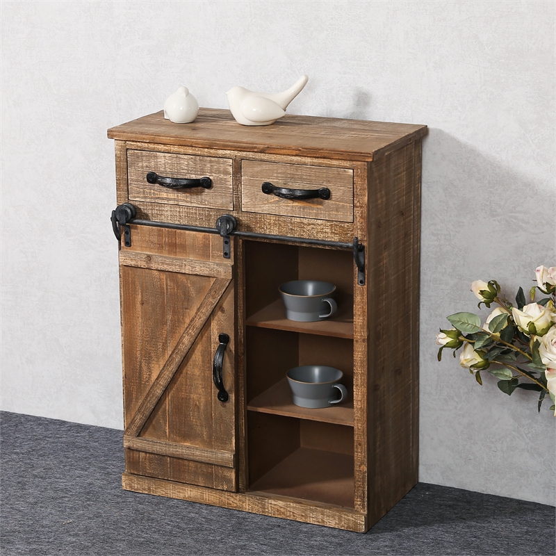 Luxen Home Rustic Wood Sliding Barn Door Console eBay