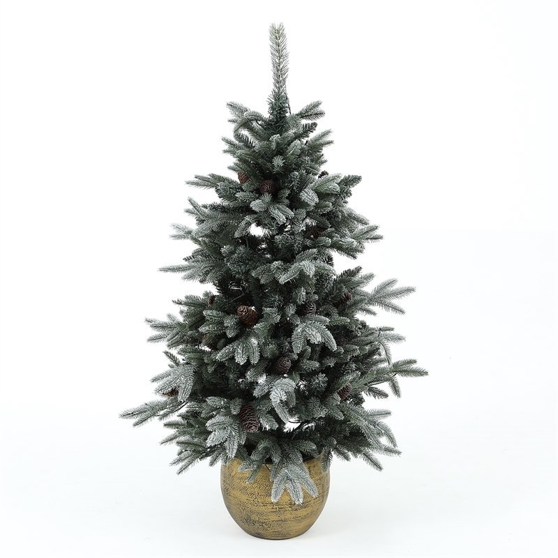 LuxenHome 4.5ft Pre-Lit Flocked Artificial Porch Tree with Pinecones ...