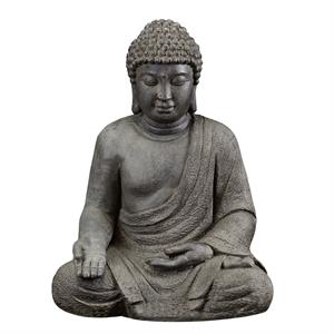luxenhome meditating buddha gray mgo garden statue