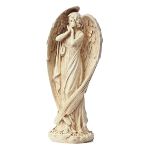 luxenhome beige resin tranquil angel garden statue