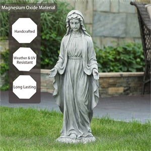 luxenhome gray mgo virgin mary garden statue