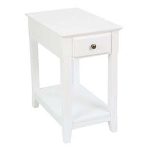 luxenhome white wood slim single drawer end table