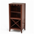 LuxenHome Walnut Finish Wine MDF Wood Storage Cabinet