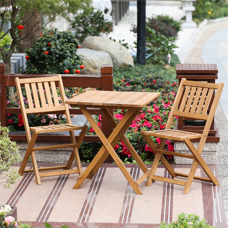 Luxen Home Hemlock Wood Bistro Set Luxen Home Hemlock Wood Bistro Set