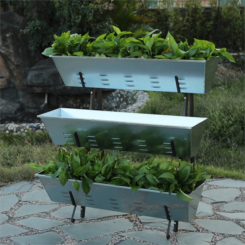 Luxen Home Metal Single Side 3 Tier Raised Garden Planter 3 Tier Raised Garden Planter