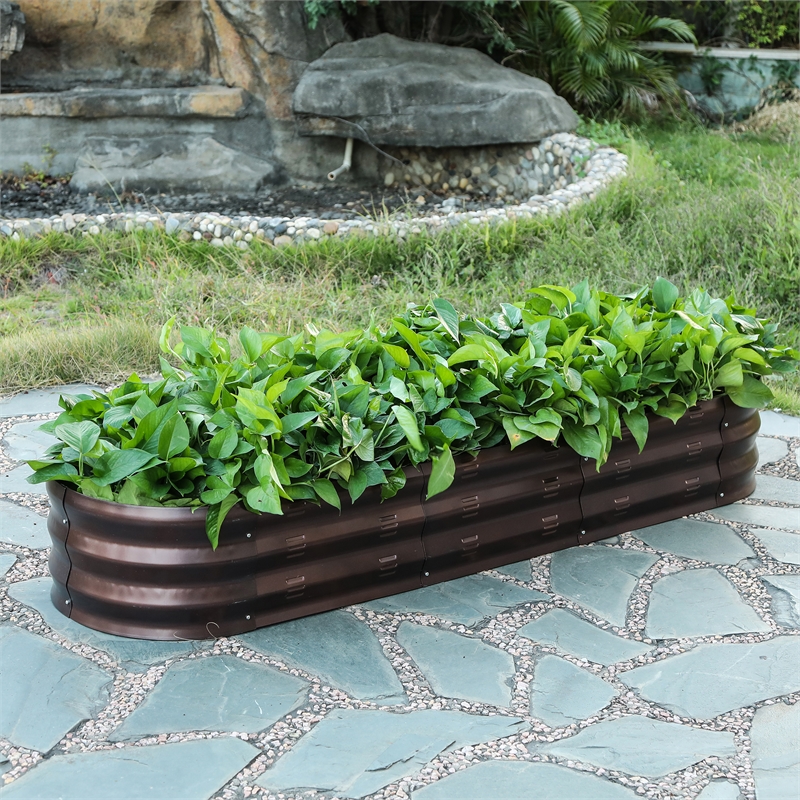 Galvanized steel oval raised garden planter bed information