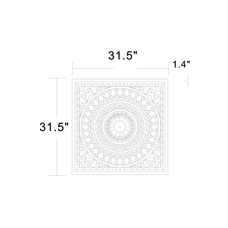 Luxen Home Square Decorative Carved Floral-Patterned MDF Wall Panel in White