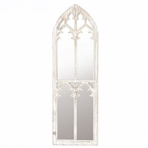 luxenhome weathered white wood cathedral framed wall mirror
